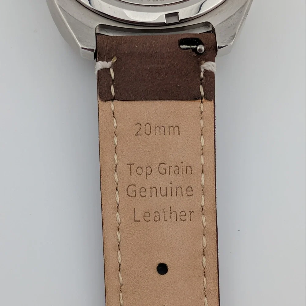 Selectron Cubic SCUB-10 Day Date Watch Taupe Sunburst 10 ATM Leather Strap Lume‎
